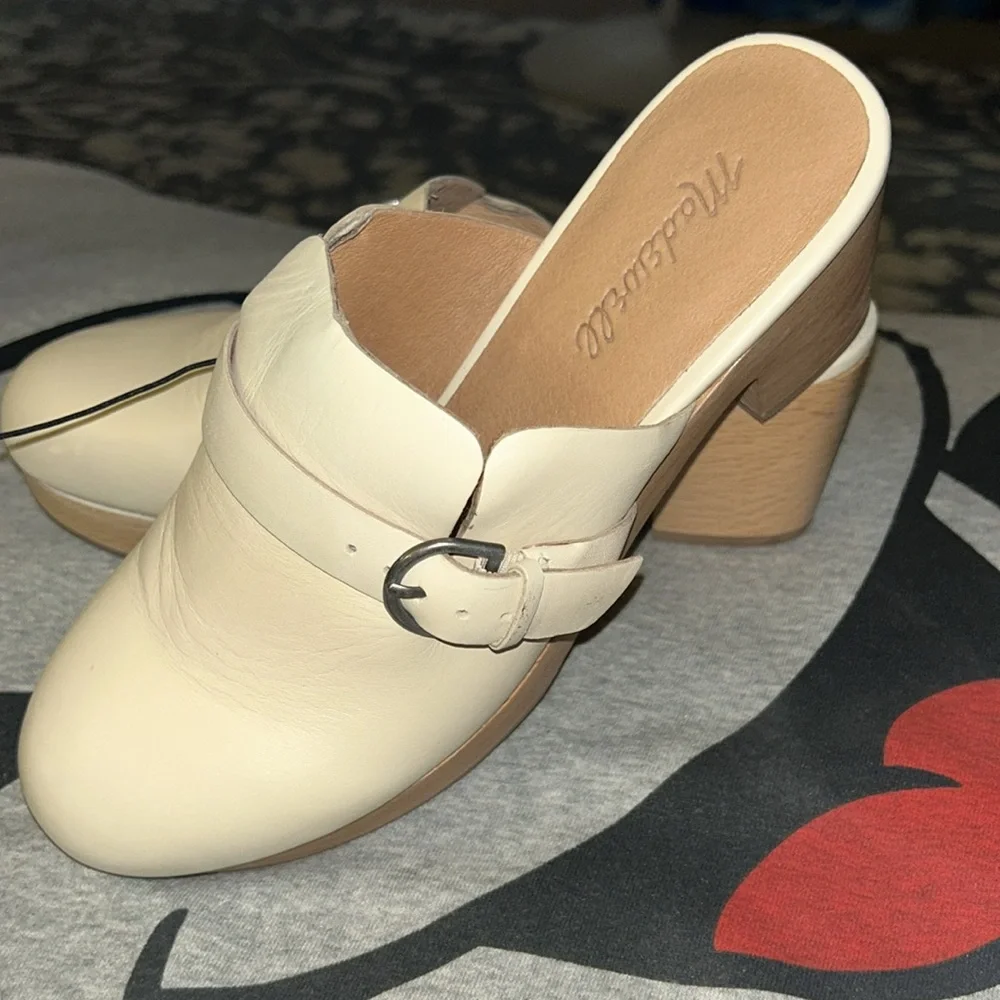 Madewell The Monique Buckle Clog in Bone Size 7 - Picture 7 of 15
